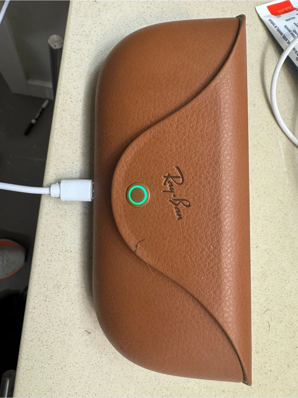 Ray-Ban Brown Leather-Look Sunglasses Case